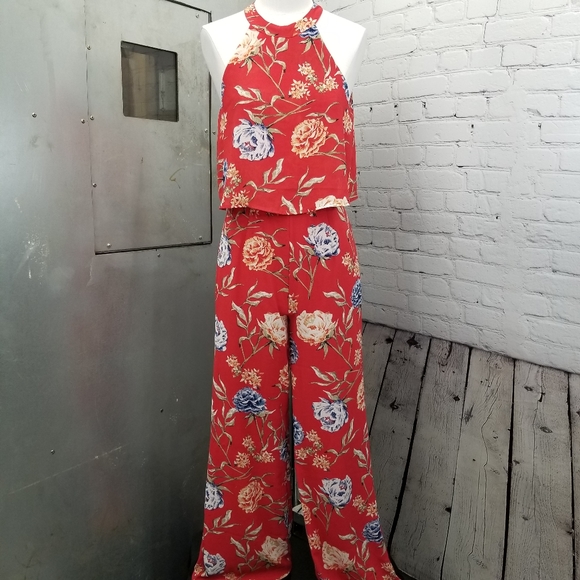 Romeo and Juliet couture floral backless jumpsuit size small - Picture 2 of 10